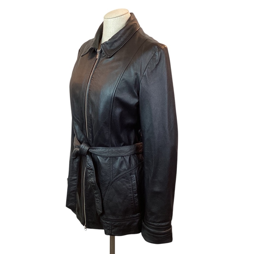 Wilson’s Leather Thinsulate Insulated Belted Leather Jacket Black - Picture 2 of 14
